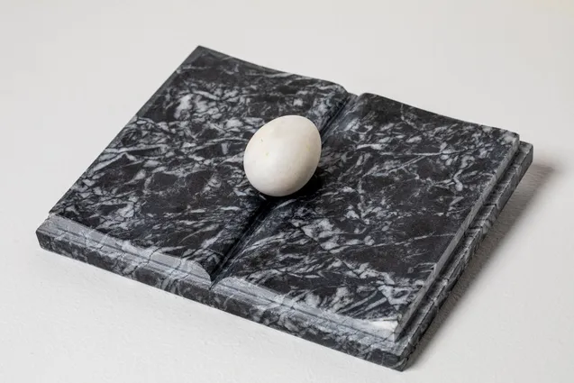 Untitled (book with egg), 1983 marble