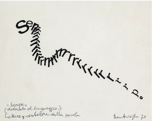 Snake (dedicated to language), 1971Lettere, vertebre della parola