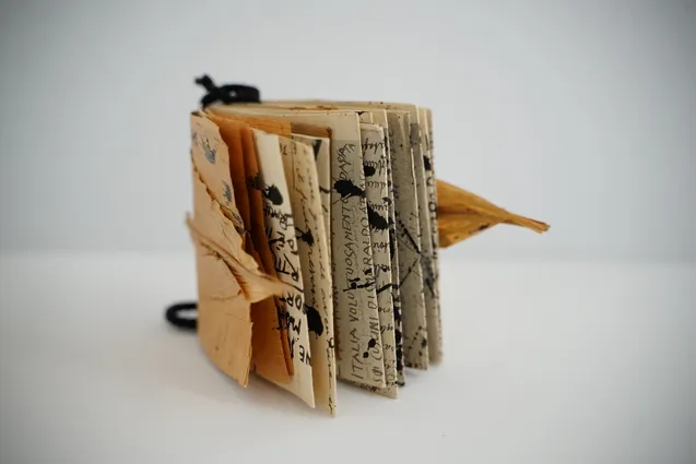 Leaf book with futurist writings, 1981